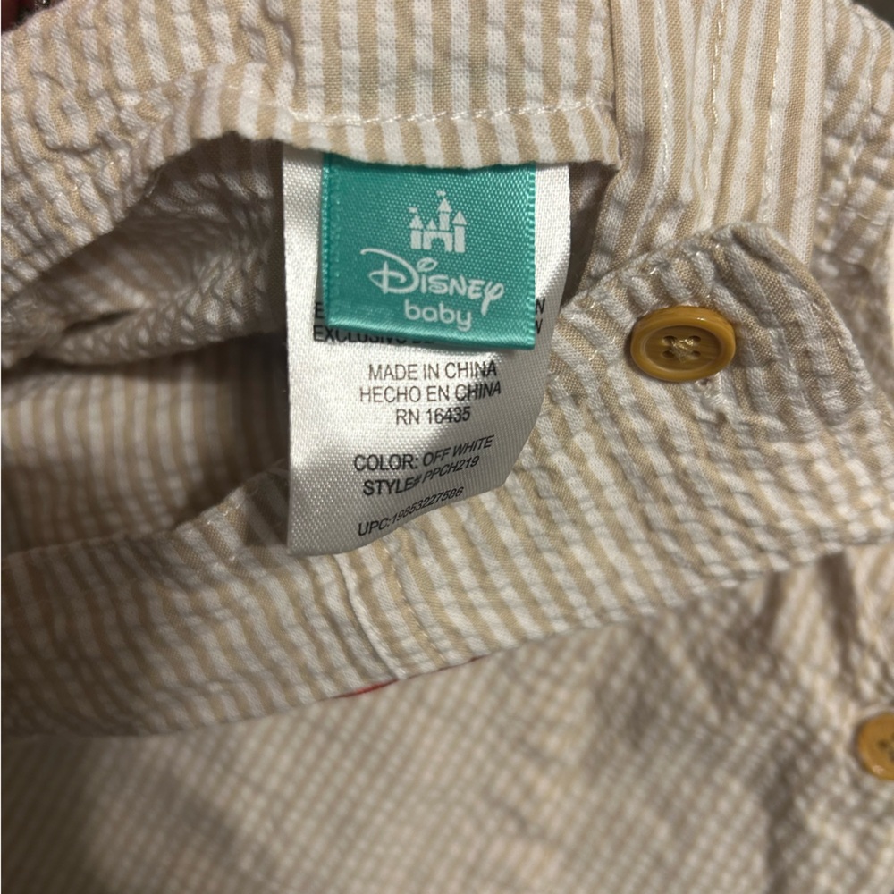 Disney Cars Beige Striped Searsucker Overalls - Picture 5 of 7